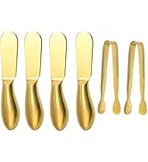 Accfore Spreader Knife Set,6-Piece Cheese and Butter Spreader Knives,Mini Serving Tongs,Stainless...