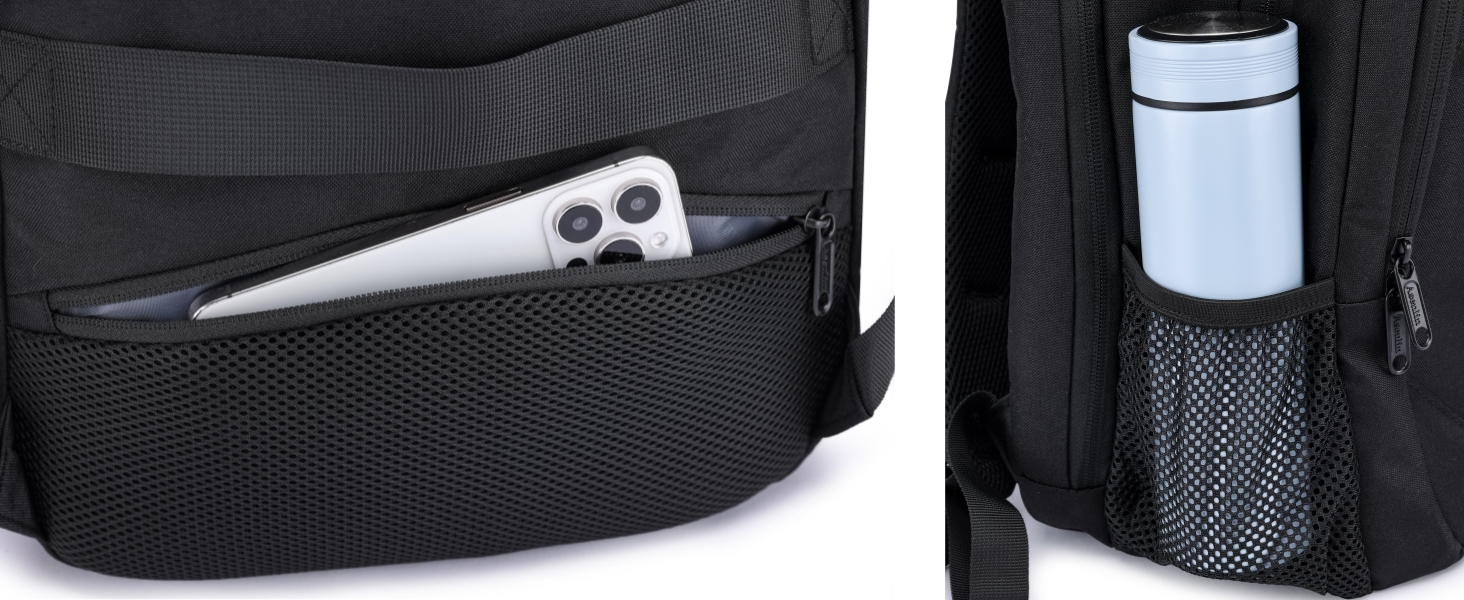Practical pockets and water bottle holder