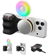 TELESIN Magnetic Phone Camera Grip & 360° RGB Selfie Light Kit for iPhone Magsafe & Android, Fun ...