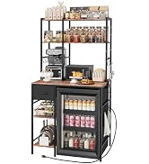 Ollieroo Kitchen Mini Fridge Stand with Storage, Microwave Oven Stand Table with Power Outlet, 34...