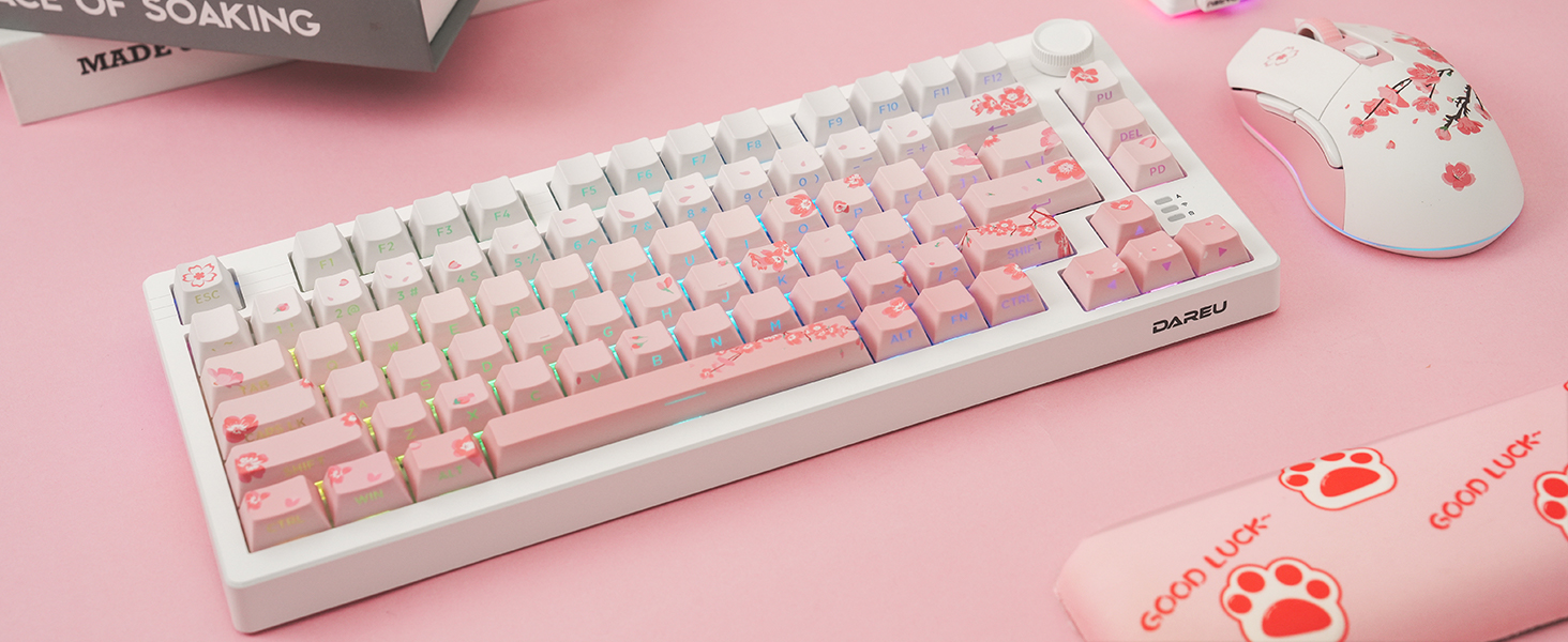 pink gaming keyboard and mouse