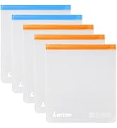 Lerine Reusable 2 Gallon Freezer Bags Dishwasher Safe, Reusable Freezer Bags 2 Gallon Capacity 13...