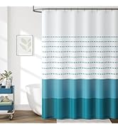 jinchan Blue and White Boho Shower Curtain Color Block Striped Fabric Shower Curtains for Bathroo...