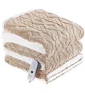 CHIOKY Electric Heated Blanket, 3D Pattern Design, Twin Size Sherpa Super Cozy Heated Blanket wit...
