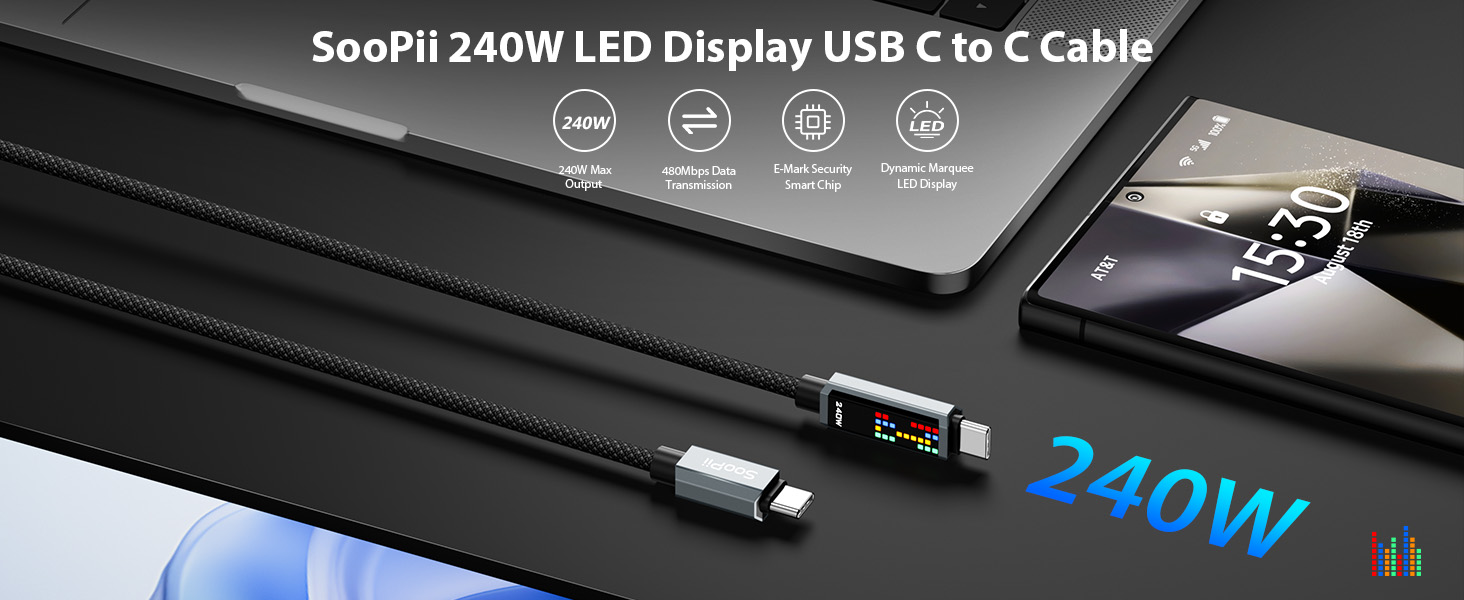 240W USB C to USB C Fast Charging Cable
