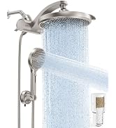 Veken Nickel Filtered Shower Head with Handheld, Multi-pattern Shower Heads | 8-mode Rain Showerh...