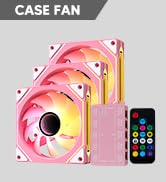 Vetroo Pink LF120 3-Pack Infinite Mirror PC Fan 120 mm ARGB Case Fan with ARGB & PWM Smart Contro...