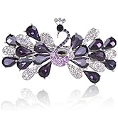 Sankuwen Peacock Rhinestone Hairpin Luxury Crystal Hair Barrette Clip(Purple)