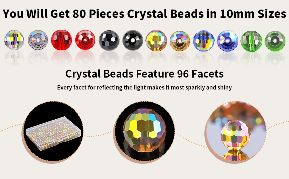 96 faceted glass beads ,80 pieces in total