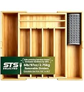 STS SELECTED Bamboo Kitchen Silverware Drawer Organizer (DIY Slot, Natural) | Natural bamboo, Exp...