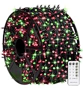 TW SHINE Red and Green Christmas Lights, 1000 LED 328FT Christmas Tree Lights Plug in with 8 Mode...