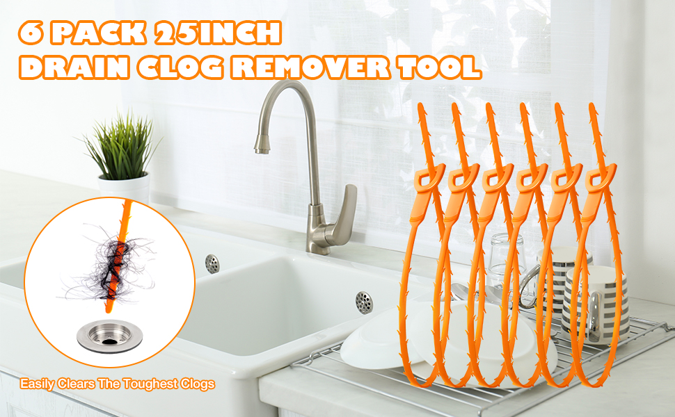 6 pack 25 inches drain clog remover tool