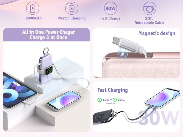 rorry Portable Charger 3 in 1