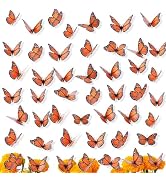 Bigmeta 48 Pcs Day of The Dead Monarch Butterfly Decorations - Orange | 4.7" Fake Butterflies, St...