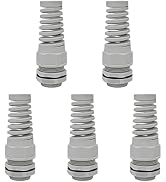 LeMotech 5Pcs NPT 1/2" IP68 Waterproof Cable Gland Flex Spiral Strain Relief Grey Nylon Joint wit...