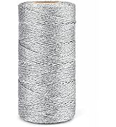 jijAcraft 328 Feet Silver String Twine - 1.5mm Metallic Thread Gift Wrapping - Inelastic Macrame ...