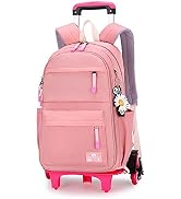 Rolling Backpack for Kids Elementary and Middle School Students with Wheel Travel Backpack Girls ...