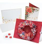 HIBINO 3D Pop-Up Christmas Wreath Card | With Slide-Out Message Note | Handcrafted Holiday Greeti...