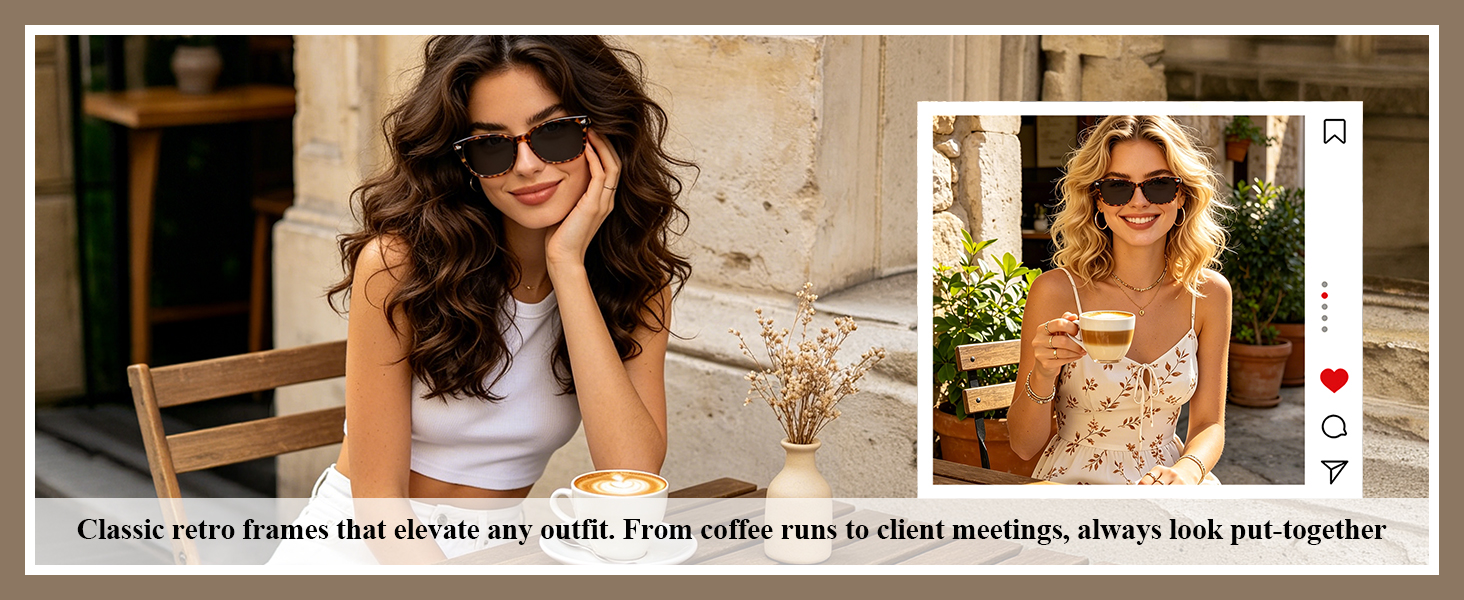 FROM COFFEE SHOP TO CITY STREETS Retro Rectangle Goes With Everything Only 21g · Comfortable All Day