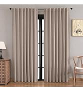 THAIGEE Faux Linen Blackout Curtains for Bedroom 84 Inches Long, Thermal Insulated Light Blocking...