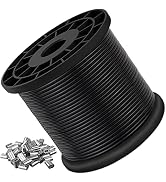 Vinyl Coated Wire Rope 304 Stainless Steel Coated Wire Cable-Black, 1/16" OD to 3/32" x 200FT, wi...