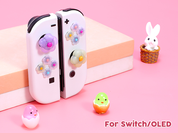 Cute Switch Joycon Thumb Grip Caps, Kawaii D-Pad Button Cover