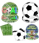 WRXVVTSV 60PCS Soccer Birthday Party Supplies – Soccer Party Plates and Napkins Set, 9” Soccer Pl...
