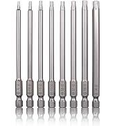 Mixiflor 8 Piece Torx Head Screwdriver Bit Set, Magnetic 1/4 Inch Hex Shank S2 Steel, 4-Inch Long...