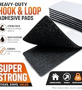 Heavy Duty Self-Adhesive Hook and Loop Tape, Double Sided Sticky Back Interlocking Strips, Weathe...