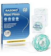 RAZOKO Threader Floss for Braces,Implants and Wide Tooth Gaps-130 Count Pre-Measured Strands 2-in...