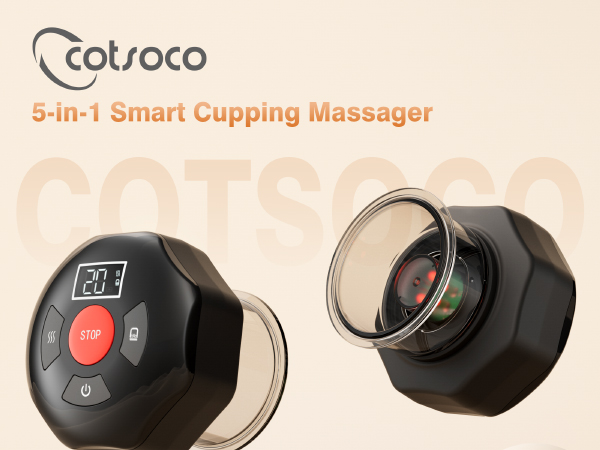 cotsoco Original 5-in-1 Cupping Kit for Massage Therapy, 20 Suction & 12 Heat for Relaxation