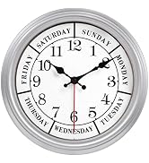 JENLYSTIME 12 Inch Retro Wall Clock,Classic Day of The Week Wall Clock,Silent Non Ticking Battery...