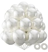 KAWKALSH Pearl White Balloon 110pcs, 12 Inch Thickened Latex Party Balloons Helium Bright Color f...