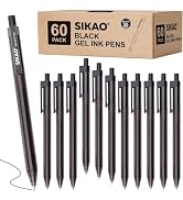 Sikao Black Gel Pens Bulk, 60 Pack Retractable Black Gel Ink Pens, 0.7mm Fine Point Smooth Writin...
