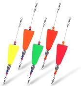 Blingbin Fishing Bobbers, 5 Pack Popping Corks Floats Saltwater, Weighted Fishing Floats with Rat...