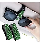 Turcee Set of 2 Bling Rhinestone Car Sun Visor Glasses Holders with Anti-Scratch Sponge,Car Decor...