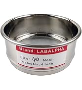 LABALPHA 40 Mesh Lab Sieves, Test Sieve #40 Mesh, 4'' Diameter, 304 Stainless Steel Wire Cloth (0...