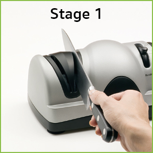 Coarse grinding begins the process by creating the proper sharpening angle.