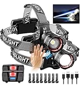 Spriak High Lumens LED Headlamp& 100H Using Time, USB Rechargeable Head lamp, 90° Adjustable Wide...