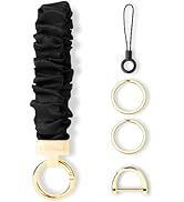 WEESMILE Keychain Wristlet, Stretchy Key Chain for Car Keys with D ring, Cute Scrunchie Wrist Bra...