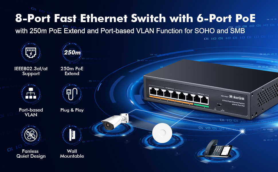 8 port 100M poe switch