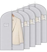 Syeeiex 40" Suit Bag, Set of 5 Garment Bags for Hanging Clothes, Suit Bags for Closet Storage, Ga...