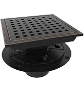 WEBANG 6 Inch Square Shower Floor Drain with Flange,Quadrato Pattern Grate Removable,Food-Grade S...