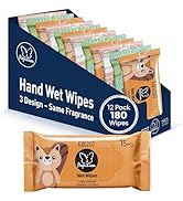PAPILION Kids2Go Travel Hand Wipes, 12-Pack (180 Count Total), Gentle Hand Cleansing Wipes for Ch...