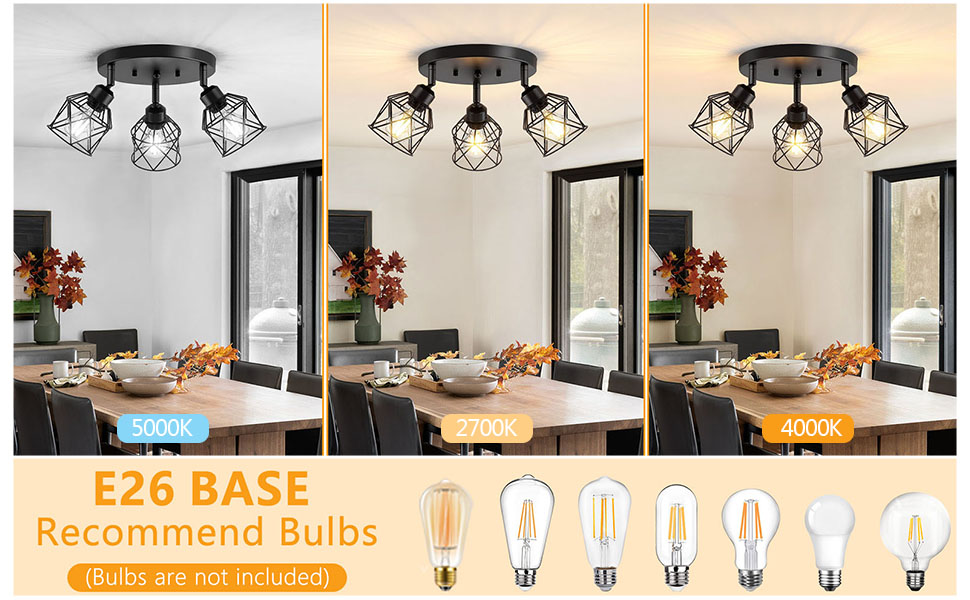 Black Flush Mount Ceiling Light Fixtures for Dining Room Farmhouse