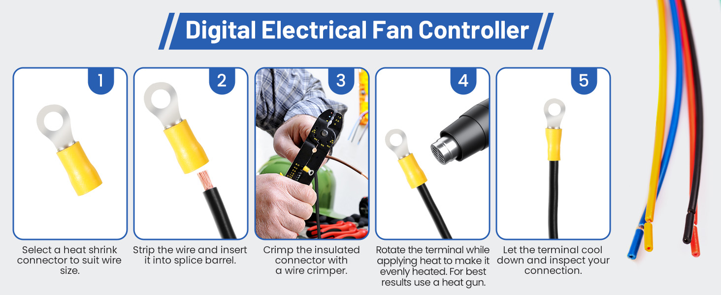 12V/24V Digital Electric Radiator Fan Controller Switch Kit with Adjustable Temperature