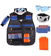 Tactical Vest Kit for Nerf Guns N-Strike Elite Series with Refill Darts,Reload Clips, FaceTube Ma...