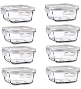 R.repad yay 16oz Square Glass Food Storage Containers With Lids, 2 Cup Square Glass Food Containe...