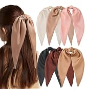 6PCS Silky Satin Hair Bows, Hair Bow Clips with Long Tail, Hair Bows for Girls & Women Elegant Bo...