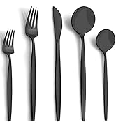 40-Piece Matte Black Silverware Set for 8, CEKEE Stainless Steel Flatware Cutlery Set, Cutlery Ki...